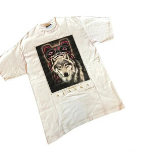 Judi E Rideout Alaska Wolf Totem Pole Graphic T shirt